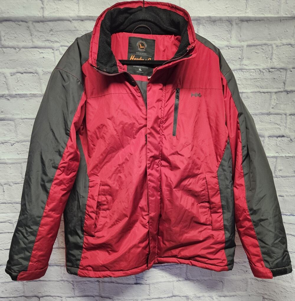 Hawke & Co Mens XL Red Black Hooded Ski Jacket Insulated Winter Snowboard Coat